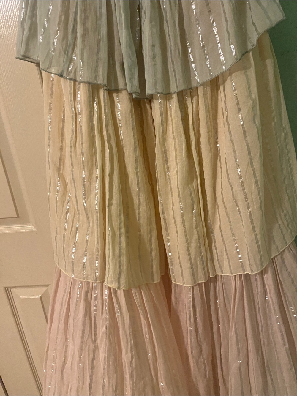 Anthropologie Tiered Maxi Skirt in Mint, Cream & Blush - Picture 4 of 8